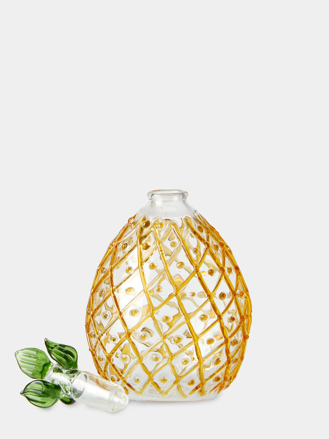 Alya Tannous - Pineapples Hand-Blown Glass Oil and Vinegar Set - Yellow - ABASK