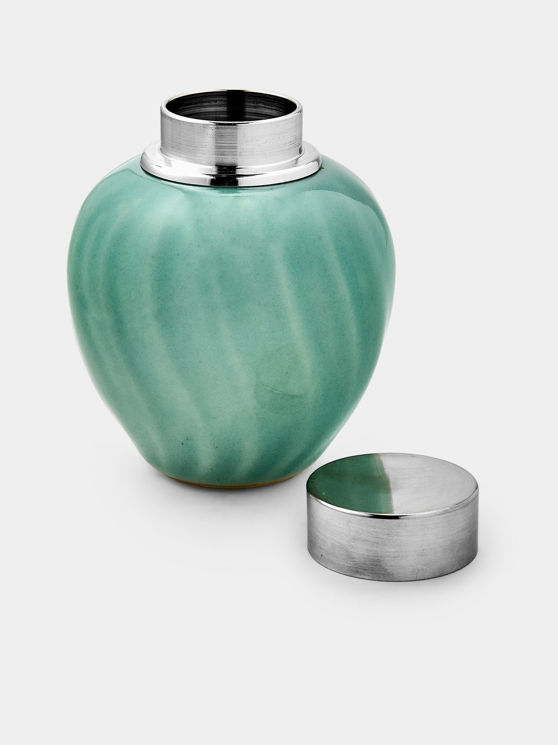 Seikado - Porcelain and Pewter Tea Caddy - Light blue - ABASK