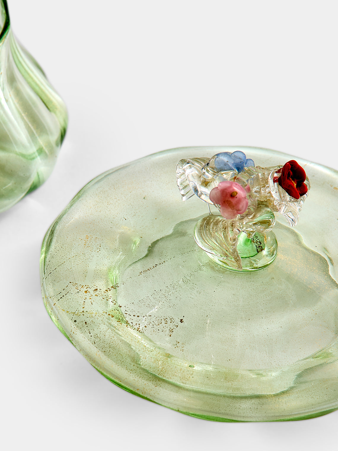 Antique and Vintage - 1940s Murano Glass Lidded Pot - Green - ABASK