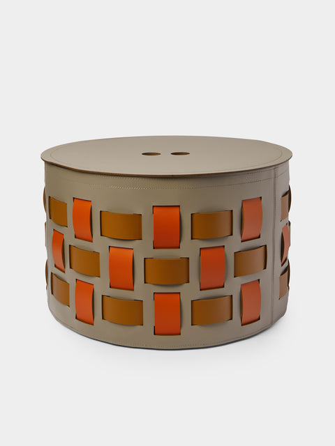 RUDI - Lisbona No. 10 Leather Round Basket - Multiple - ABASK - 