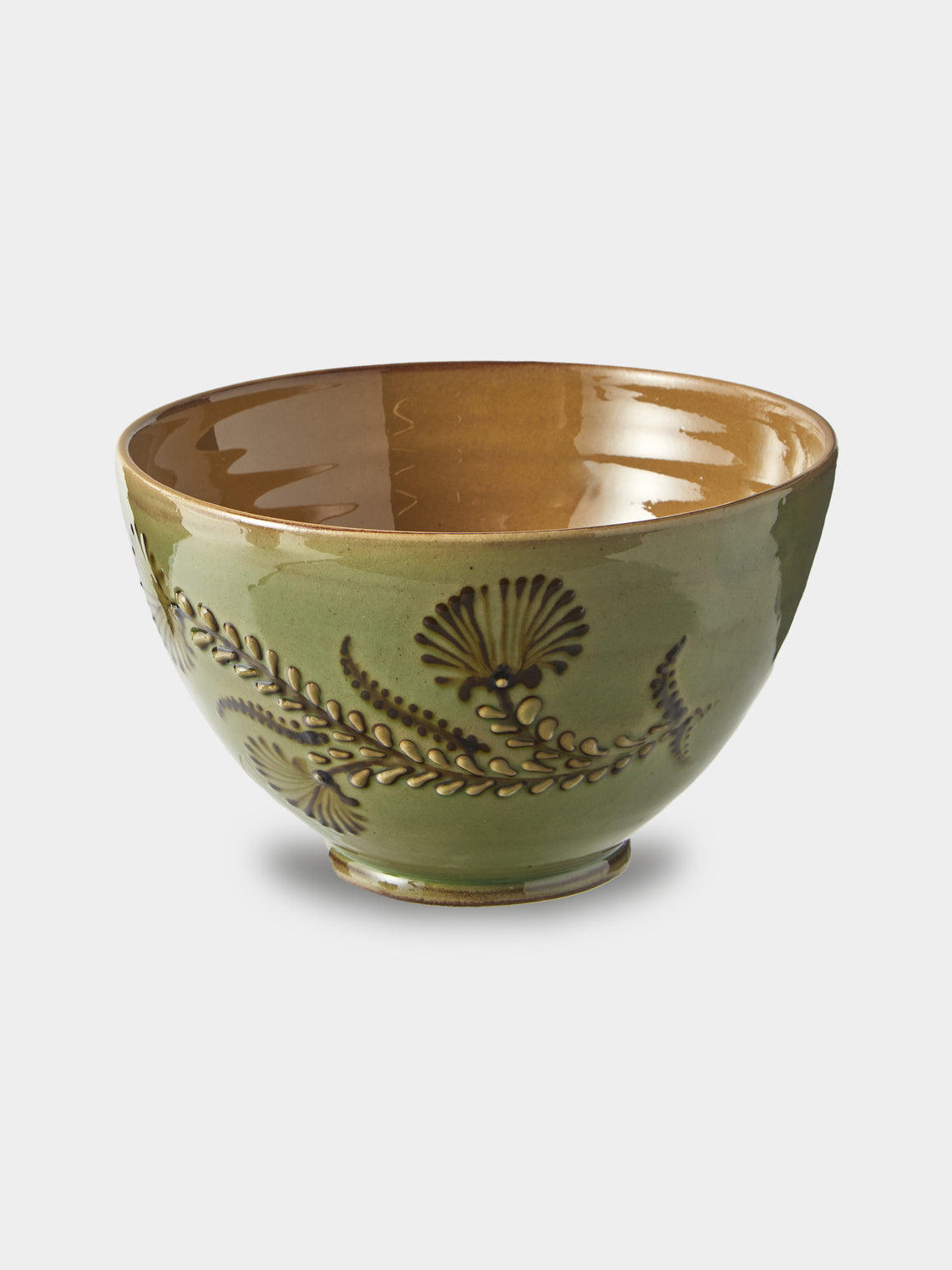 Poterie d’Évires - Flowers Hand-Painted Ceramic Grand Bowls (Set of 4) - Green - ABASK