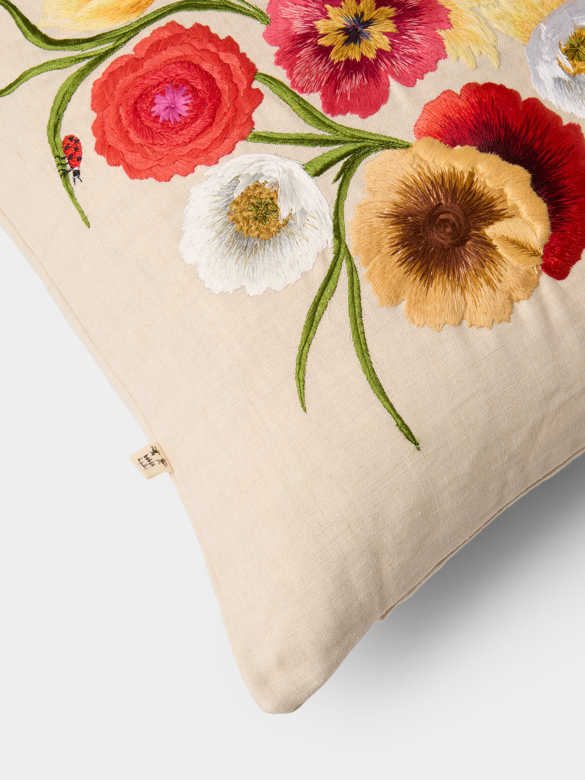 Bokja - Floral Embroidered Linen Cushion (21.5in/55cm) - Multiple - ABASK