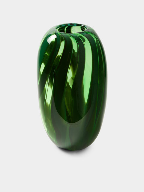 Moonarij - Oona Hand-Blown Glass Vase (15.5in/40cm) - Green - ABASK - 