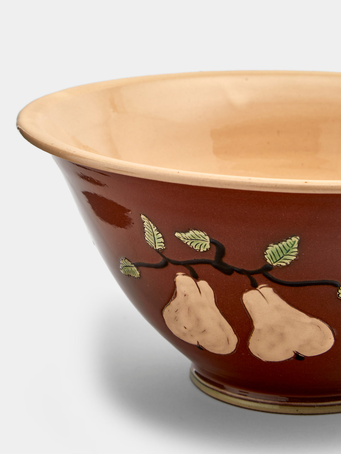 Poterie d’Évires - Pears Hand-Painted Ceramic Large Serving Bowl - Light brown - ABASK