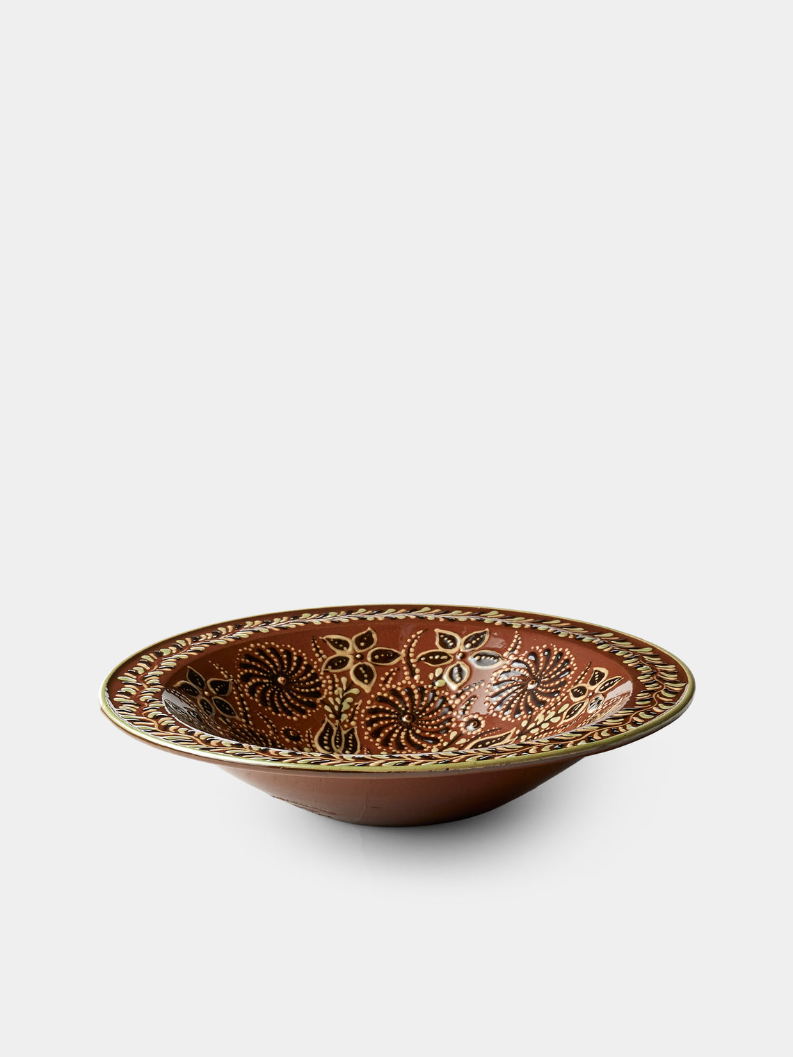Poterie d’Évires - Flowers Hand-Painted Ceramic Serving Bowl - Light brown - ABASK - 