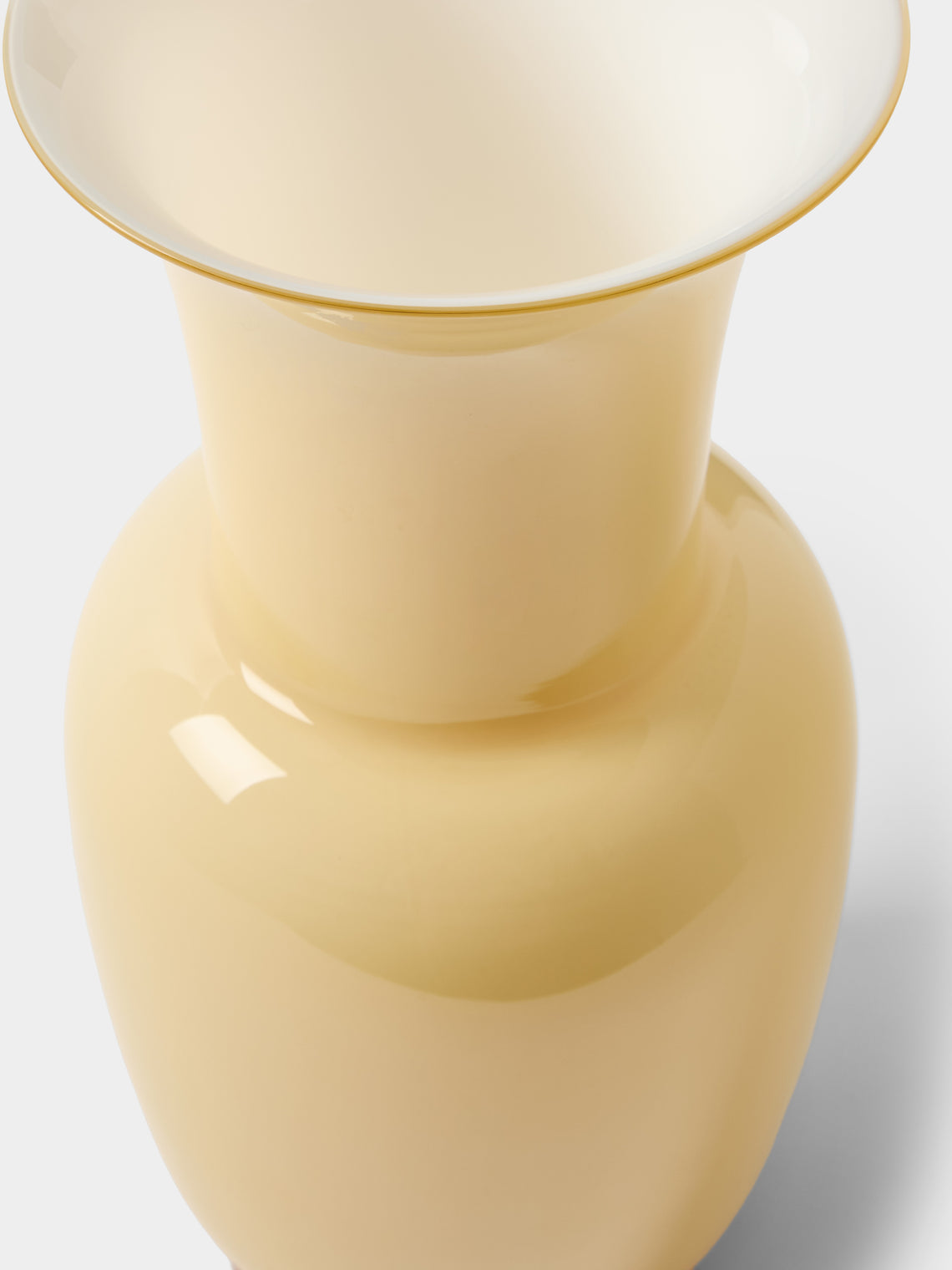 Venini - Opalino Hand-Blown Murano Glass Vase (14in/36cm) - Yellow - ABASK