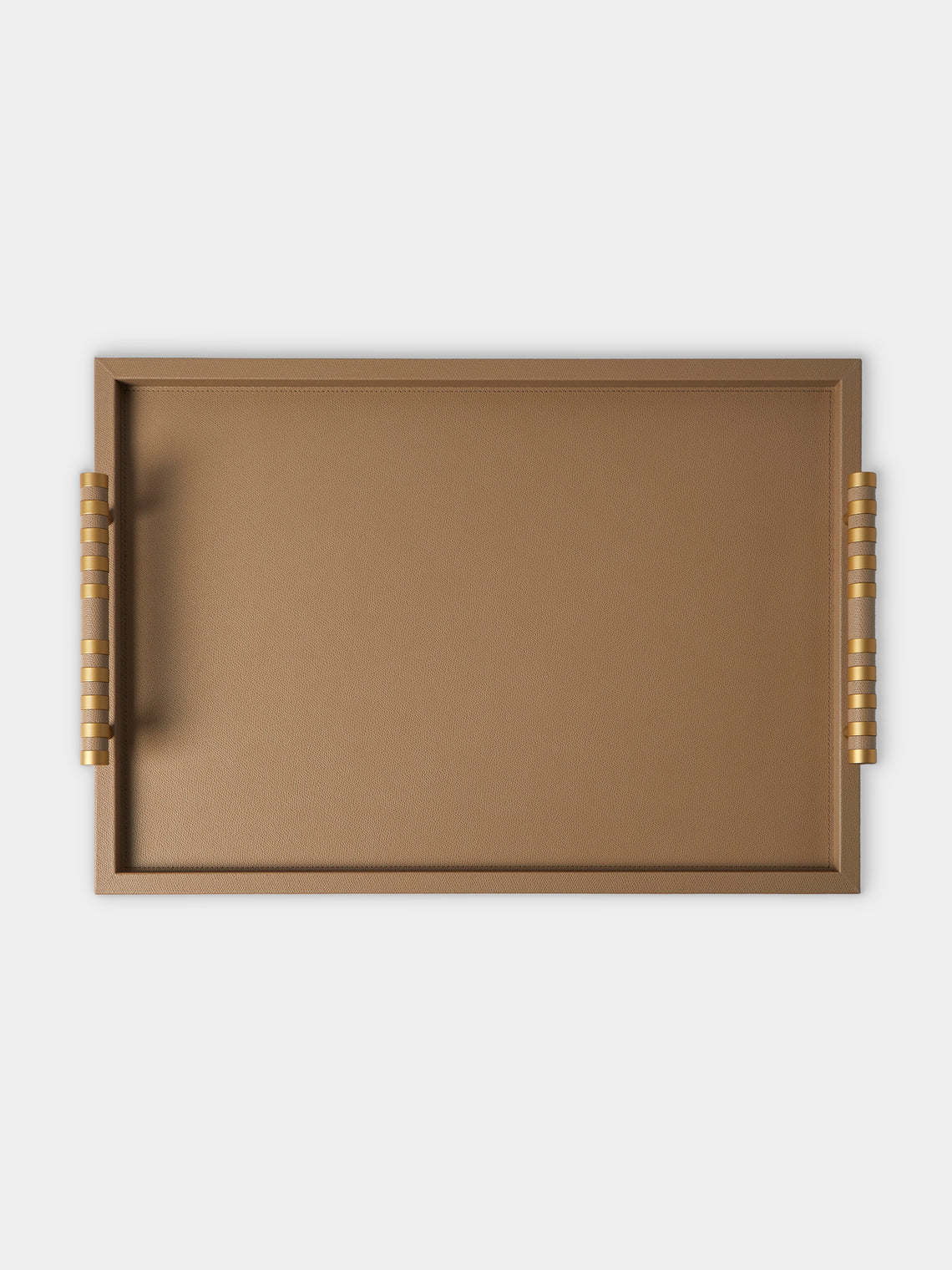 Pinetti - Saturno Leather Tray (22.5in/57.5cm) - Taupe - ABASK - 