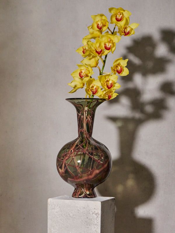 Martyn Thompson Studio - Penny Swirl Hand-Blown Glass Vase (17.5in/44cm) - Gray - ABASK