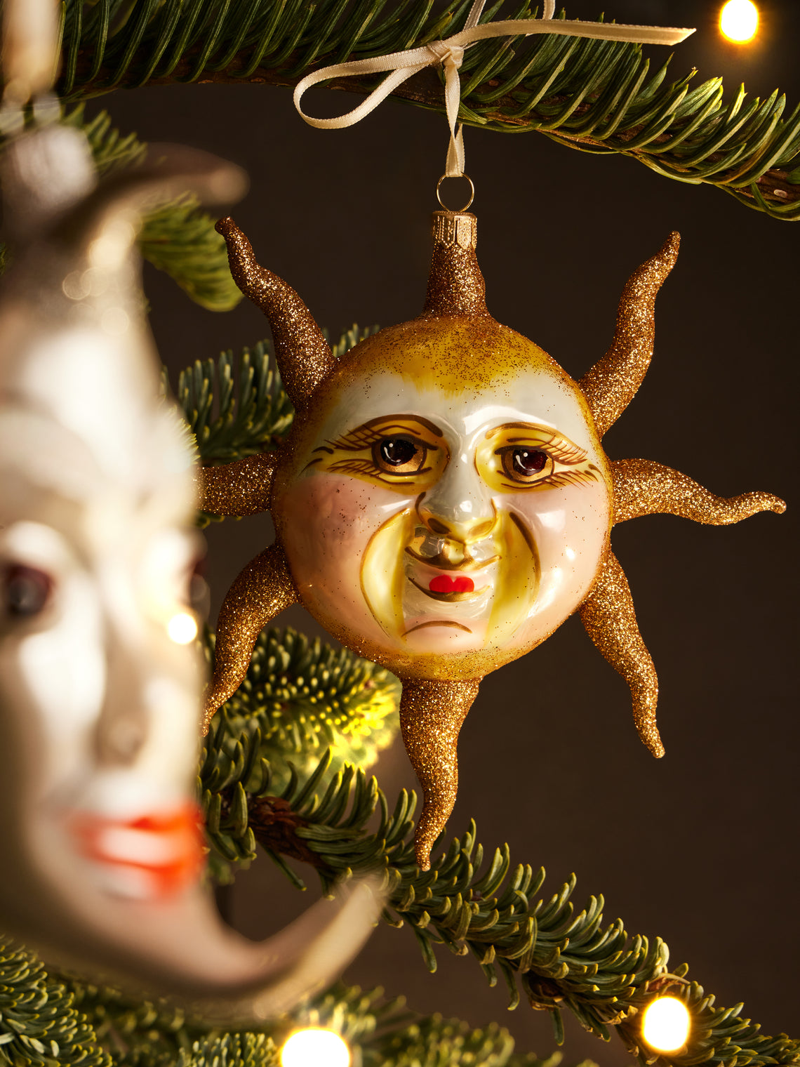 ABASK Decorations - Sun and Moon Hand-Blown Glass Baubles (Set of 2) - Yellow - ABASK