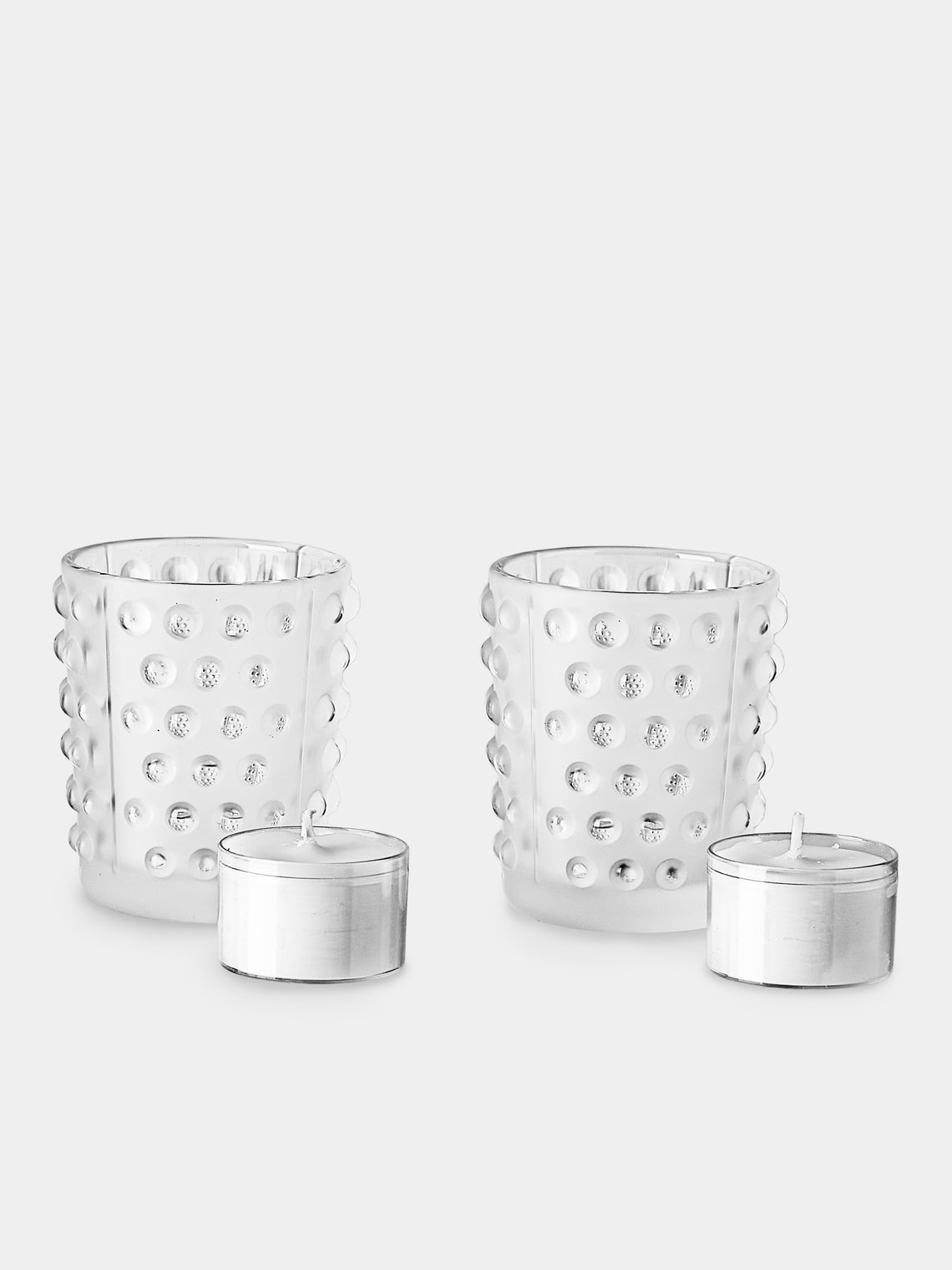 Lalique - | Set of 2 | Mossi Crystal Votives - Clear - ABASK