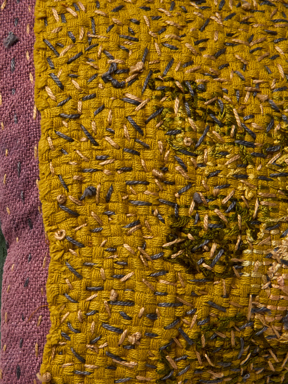 By Walid - 18th-Century Needlepoint Wool, Silk and Linen Cushion (19.5in/50cm) - Yellow - ABASK