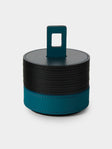 RUDI - | Set of 12 | Nautilus Leather Coasters with Holder - Blue - ABASK - 