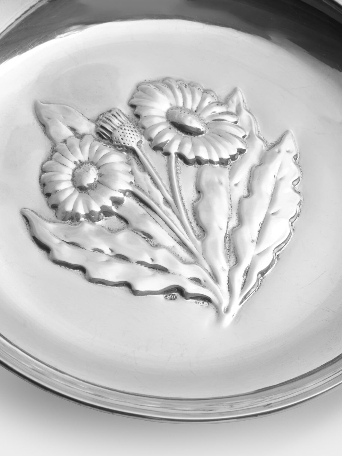 Antique and Vintage - 1950s Flower Silver-Plated Trinket Tray - Silver - ABASK