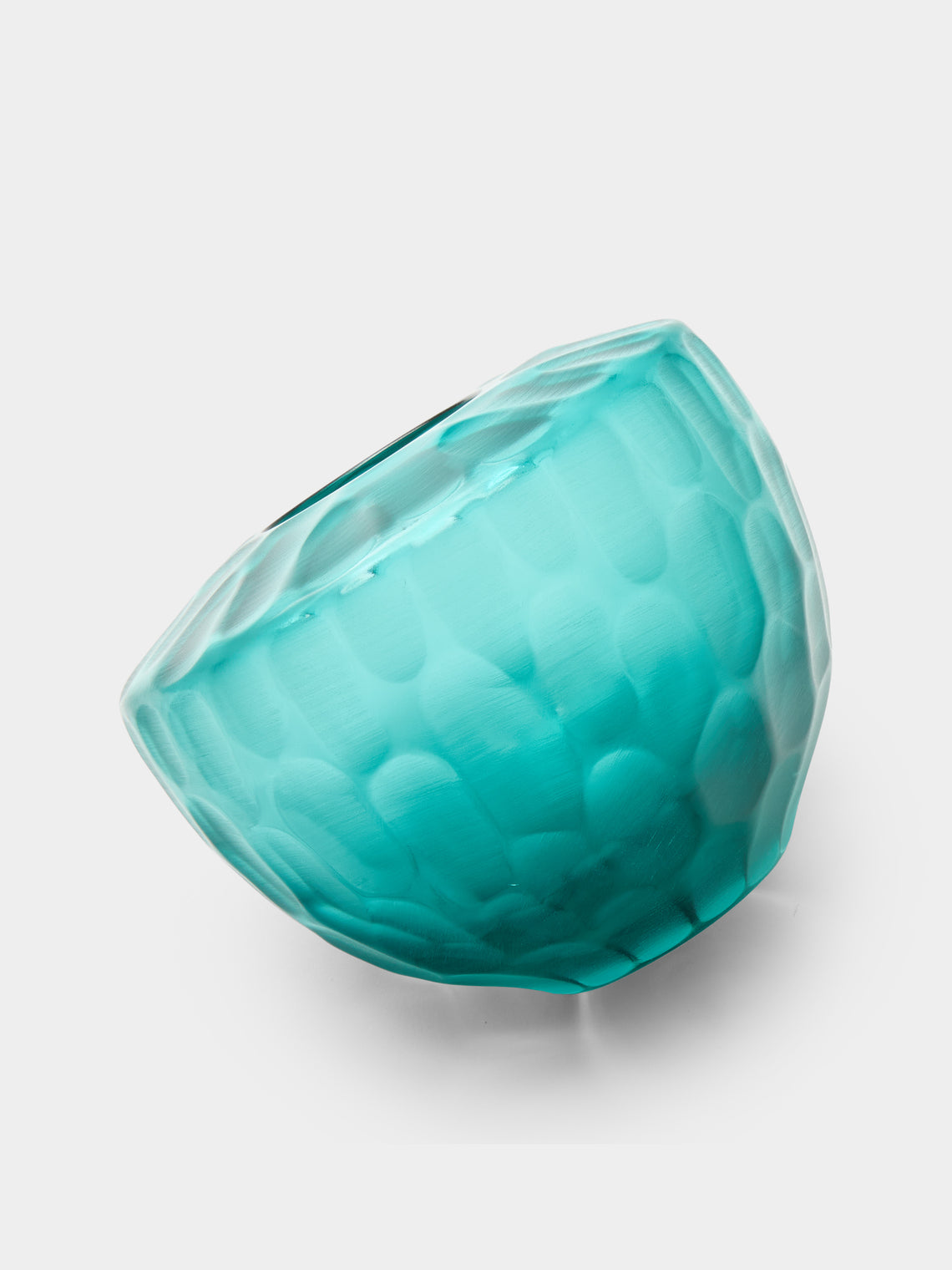 Micheluzzi Glass - Goccia Acqua Bamboo Hand-Blown Murano Glass Vase (7in/18cm) - Blue - ABASK