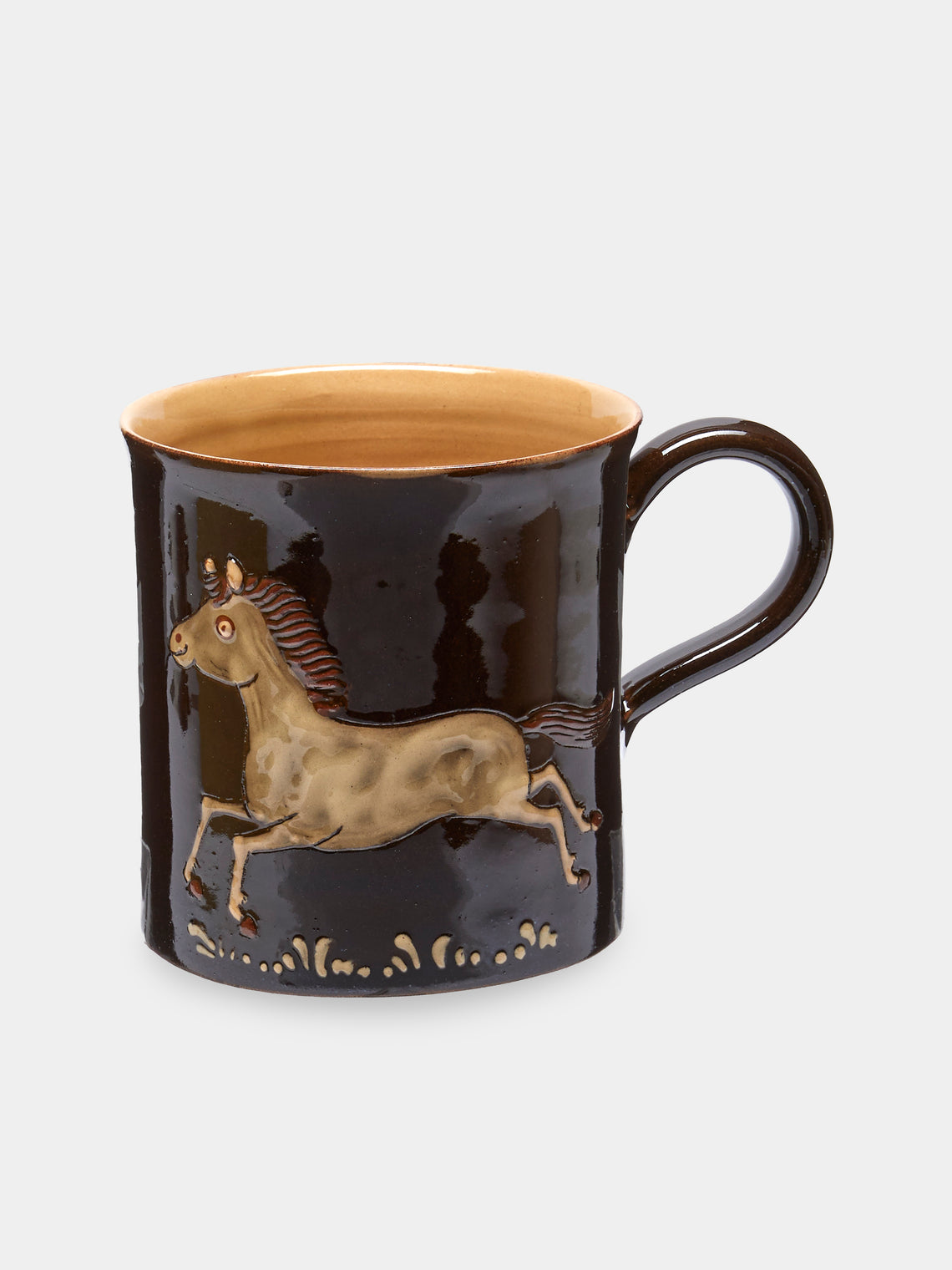 Poterie d’Évires - Animals Hand-Painted Ceramic Mugs (Set of 6) - Dark brown - ABASK