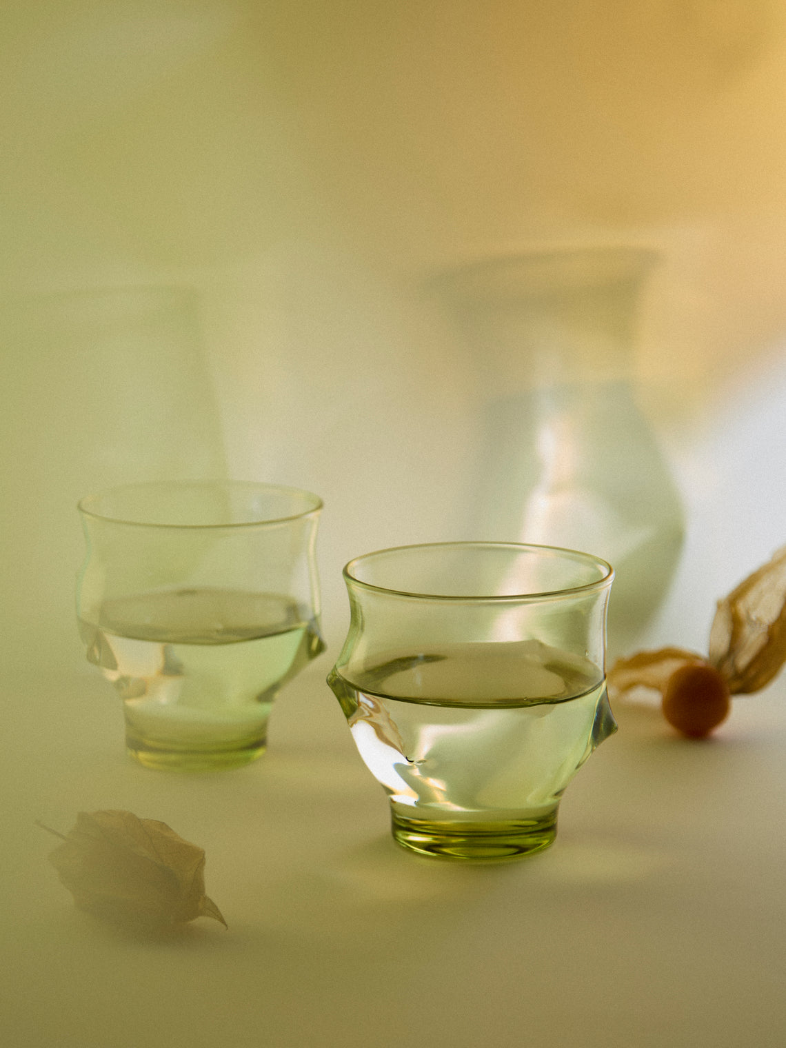 Nijima Glassworks - Hand-Blown Volcanic Glass Tumblers (Set of 2) - Green - ABASK