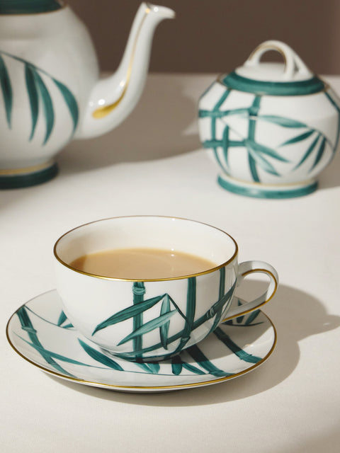 Marie Daage - Jardin d'Arashiyama Hand-Painted Porcelain Teacup and Saucer - White - ABASK