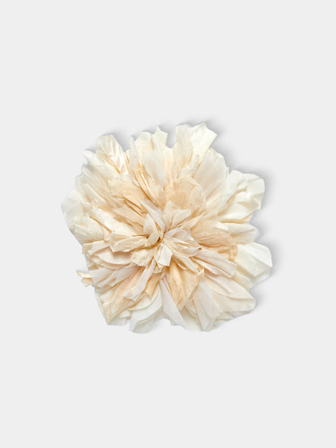 Considered Objects - Hand-Stitched Silk Oversized Blooming Flower Brooch - Ivory - ABASK - 