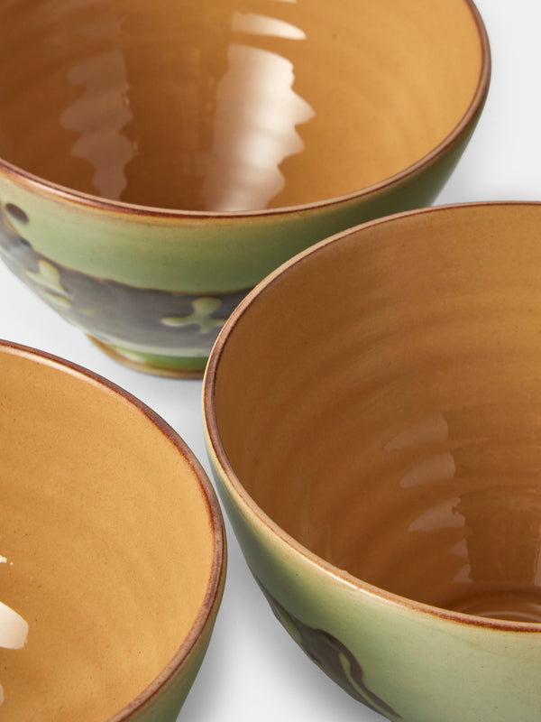 Poterie d’Évires - Cows Hand-Painted Ceramic Small Bowls (Set of 4) - Green - ABASK