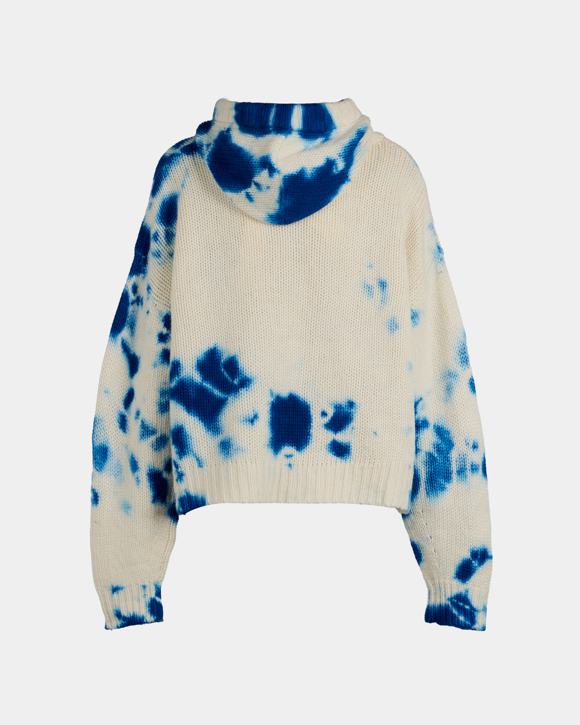 Suzusan - Shibori Hand-Knitted Cashmere Hooded Sweater | Size: S - Blue - ABASK