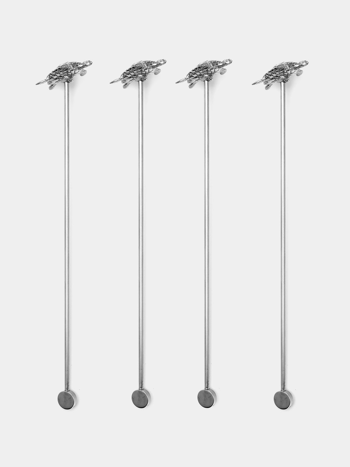 Objet Luxe - Turtle Silver-Plated Cocktail Stirrers (Set of 4) - Silver - ABASK - 