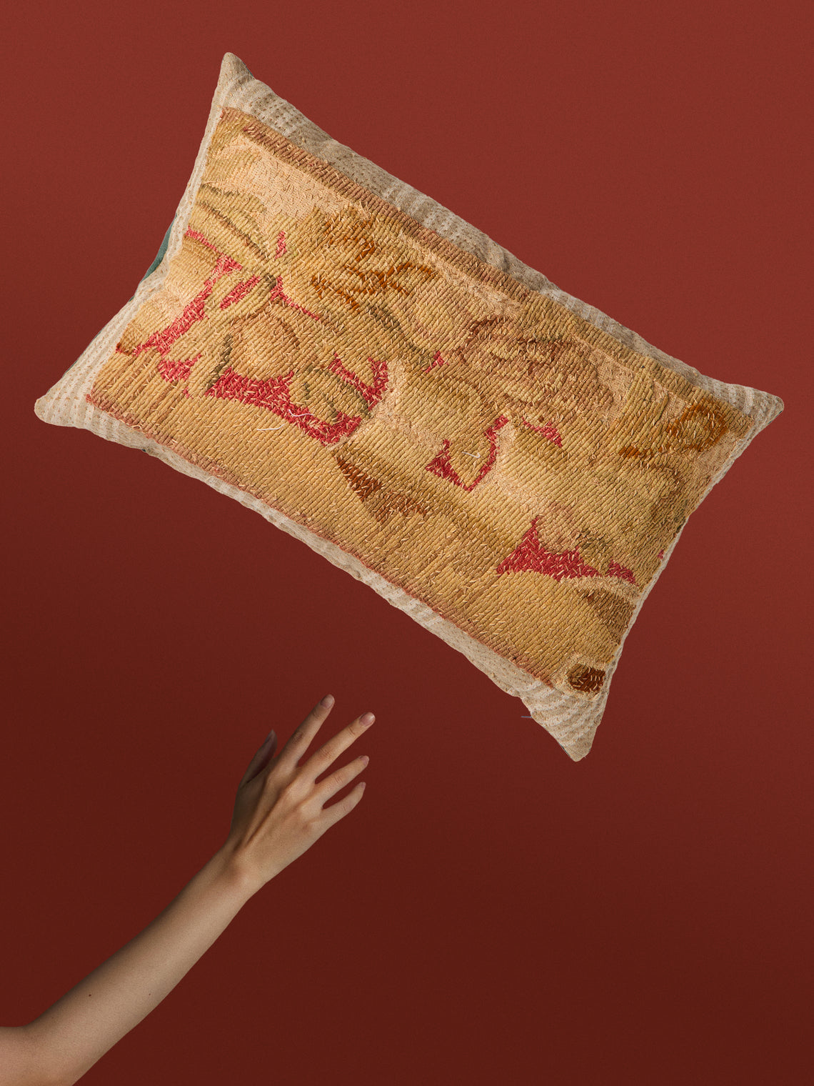 By Walid - 18th-Century French Aubusson Tapestry Wool and Linen Cushion (25.5in/65cm) - Multiple - ABASK