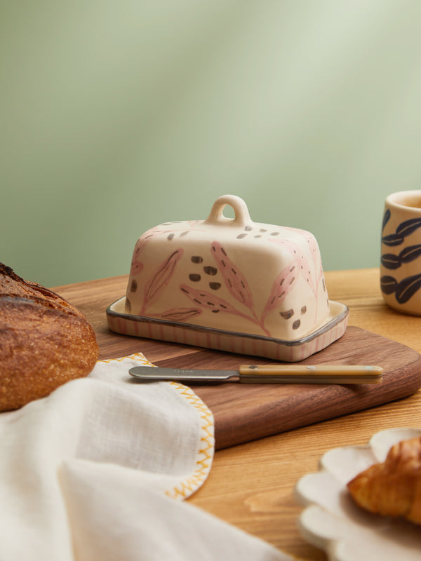 Azul Patagonia - Coffee Beans Hand-Painted Ceramic Butter Dish -  - ABASK