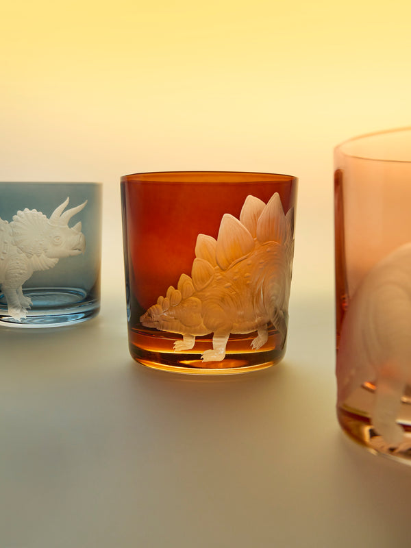 Artel - Dinosaur Hand-Engraved Crystal Tumbler - Orange - ABASK