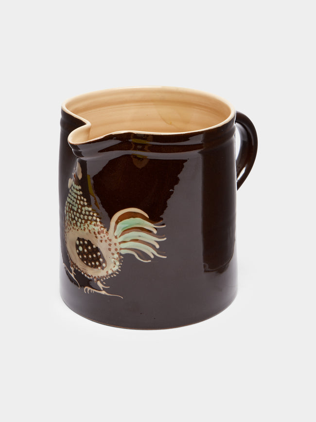 Poterie d’Évires - Chickens Hand-Painted Ceramic Straight-Edge Jug -  - ABASK - 