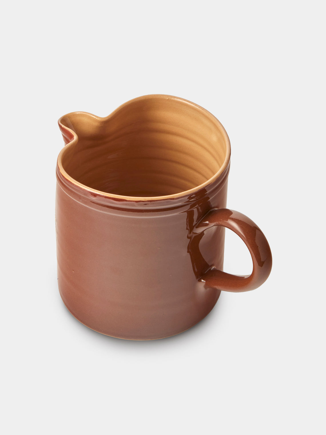 Poterie d’Évires - Chickens Hand-Painted Ceramic Straight-Edge Medium Jug - Light Brown - ABASK