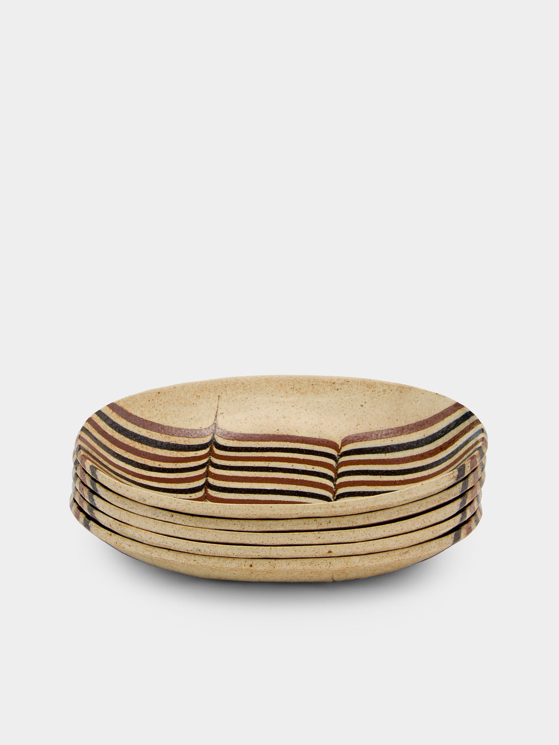 Makidani-gama - No. 1 Nerikomi Ceramic Medium Oval Bowls (Set of 5) - Multiple - ABASK