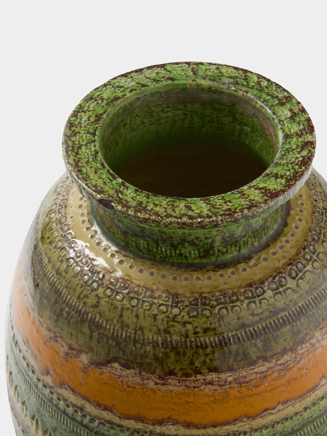 Antique and Vintage - 1960s Bitossi Sahara Ceramic Vase (11in/27.5cm) - Green - ABASK