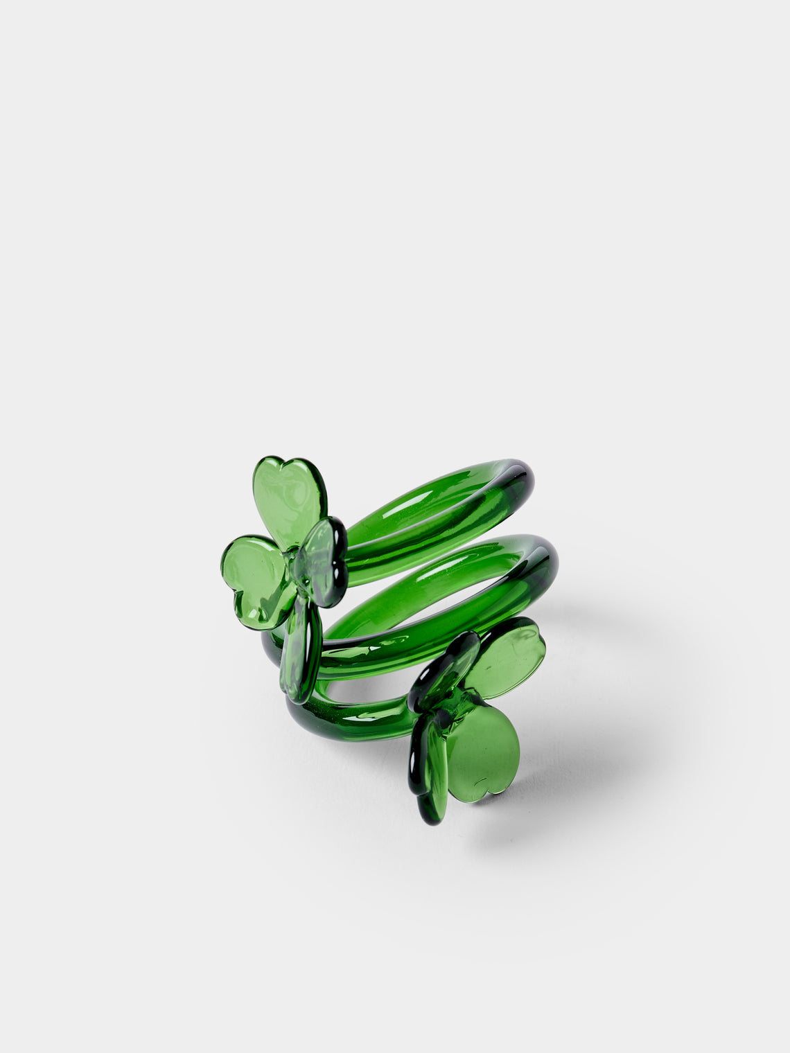Casarialto - | Set of 6 | Nature Fortuna Hand-Blown Glass Napkin Rings - Green - ABASK