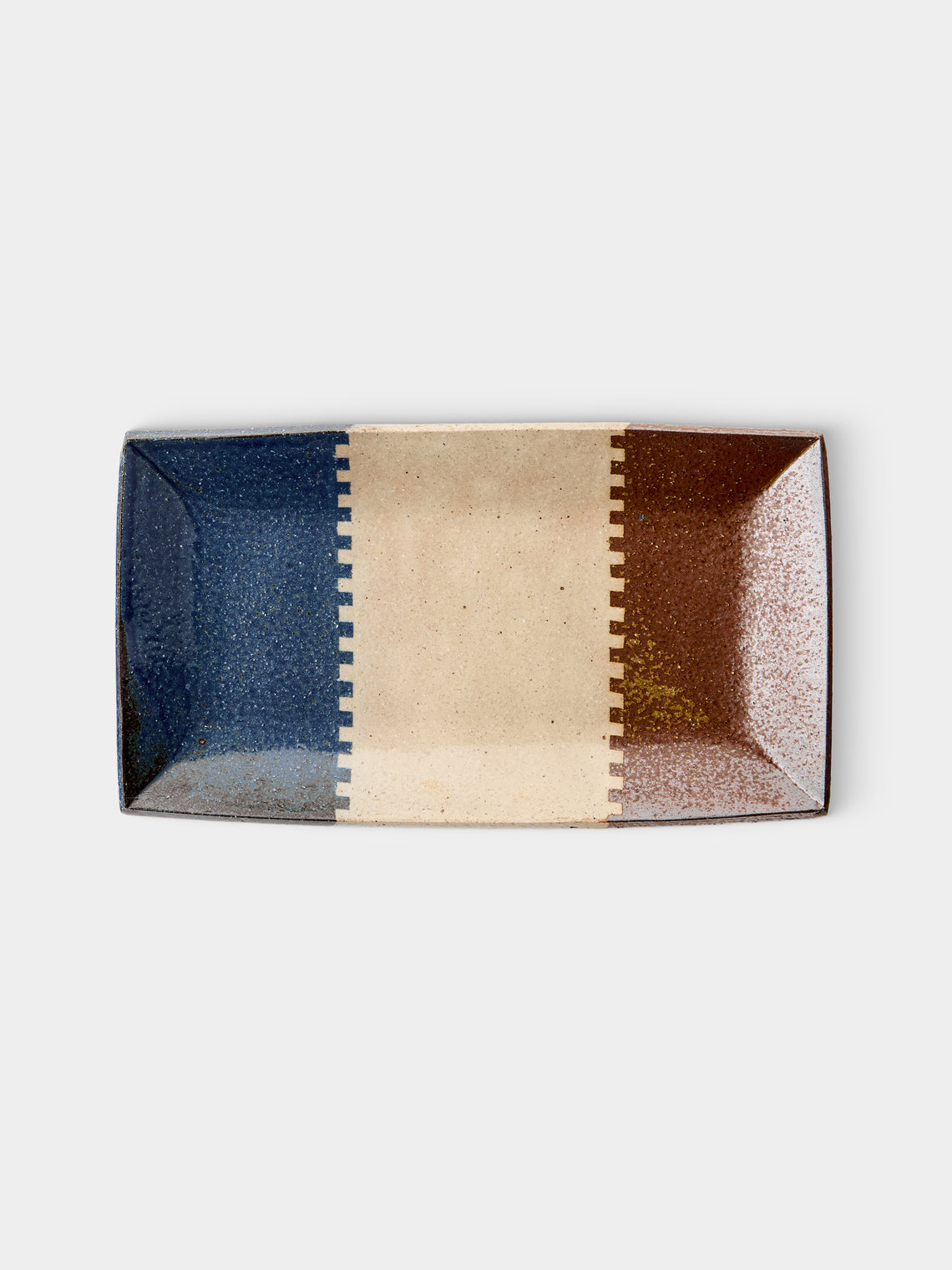 Makidani-gama - Nerikomi Ceramic Rectangular Plates – 8.5in/21.5cm (Set of 3) - Multiple - ABASK - 