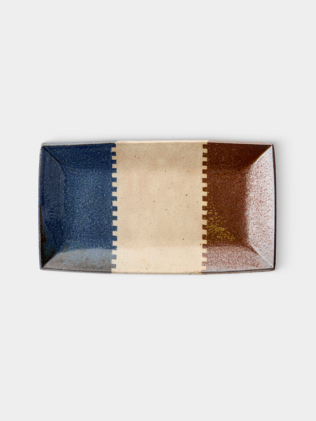 Makidani-gama - Nerikomi Ceramic Rectangular Plates – 8.5in/21.5cm (Set of 3) - Multiple - ABASK - 