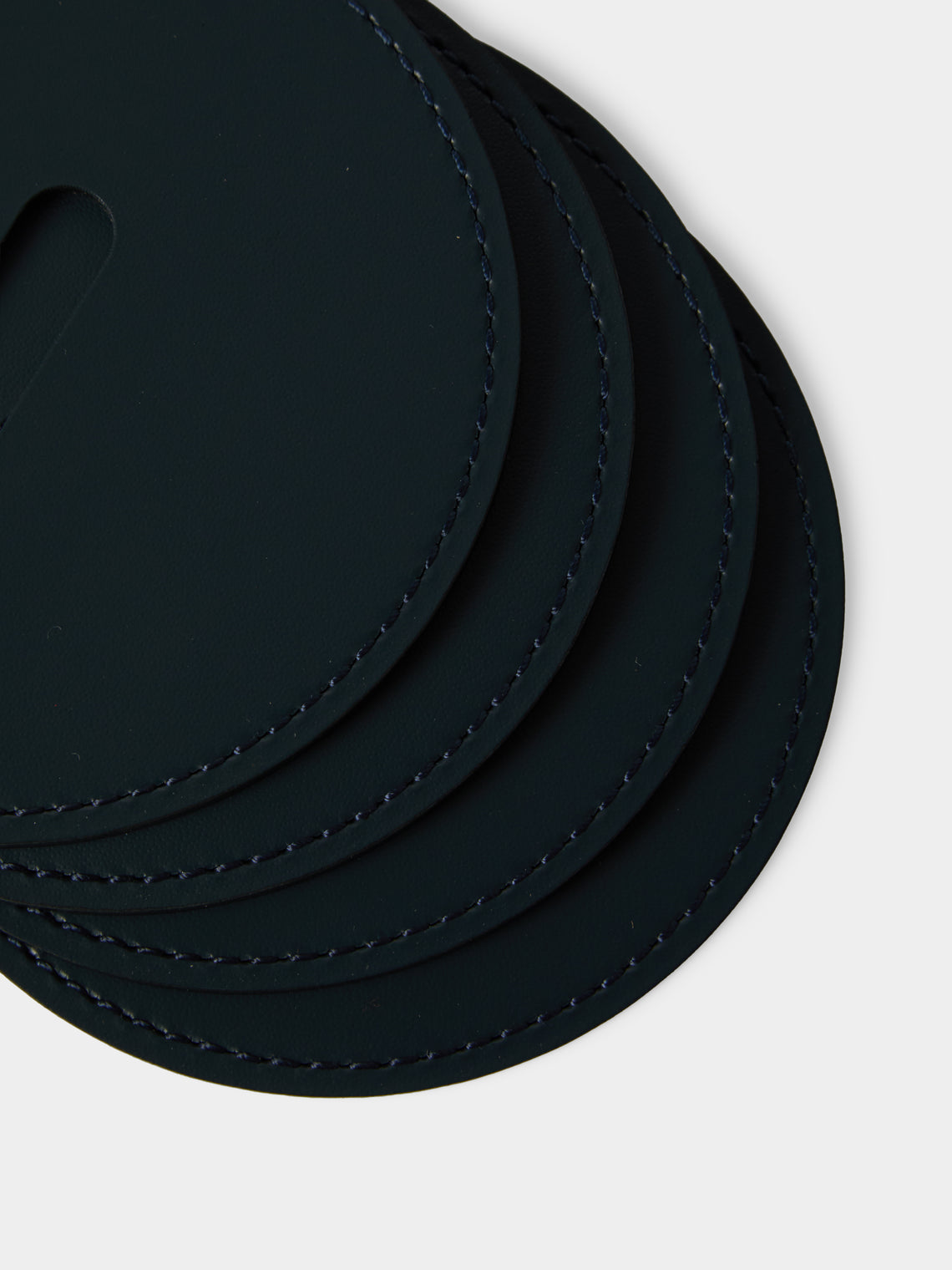 RUDI - | Set of 12 | Nautilus Leather Coasters with Holder - Blue - ABASK