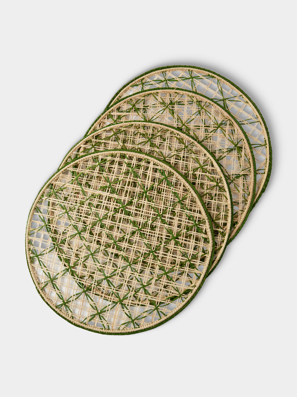 Artesanías del Atlántico - Panal Handwoven Palm Placemats (Set of 4) - Green - ABASK