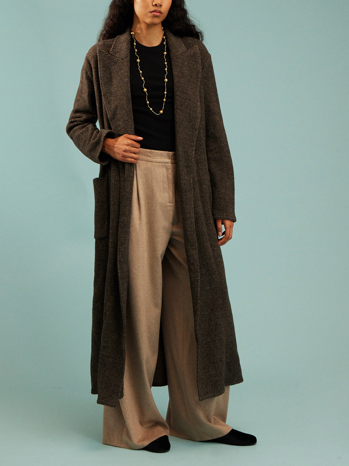 Dusan - Cashmere Long Robe | Size: S - Brown - ABASK