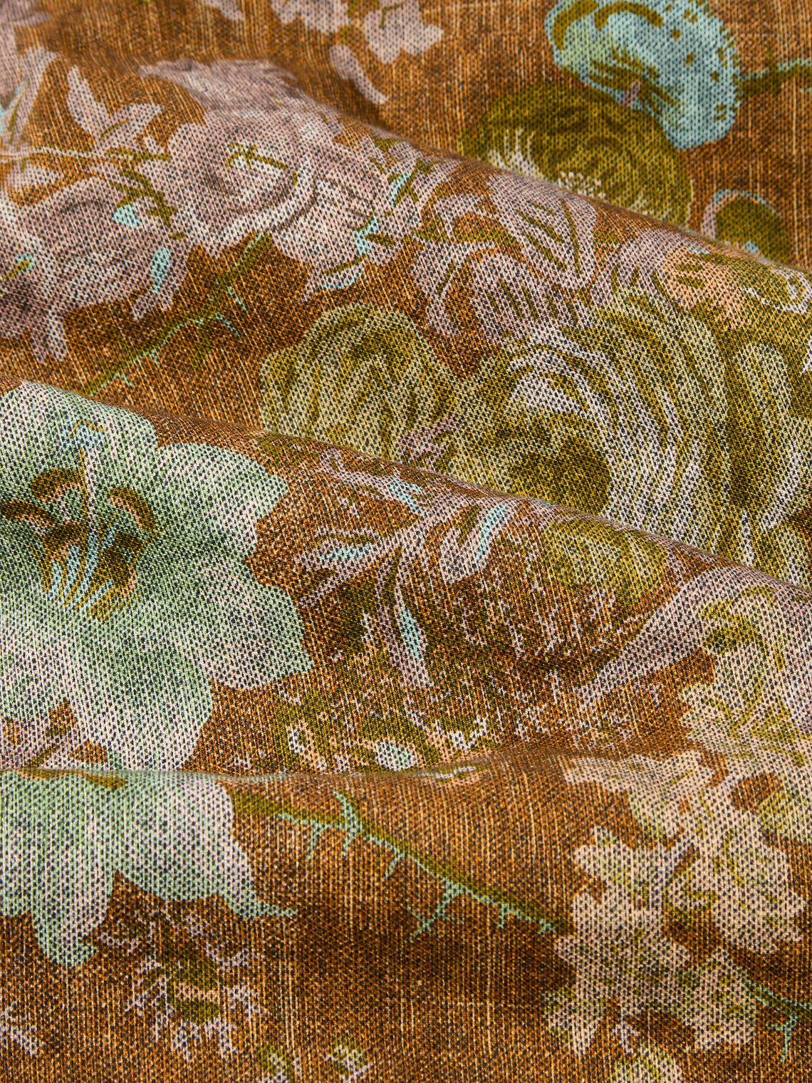 D'Ascoli - Seville Printed Linen Round Tablecloth (90.5in/2.3m) - Brown - ABASK