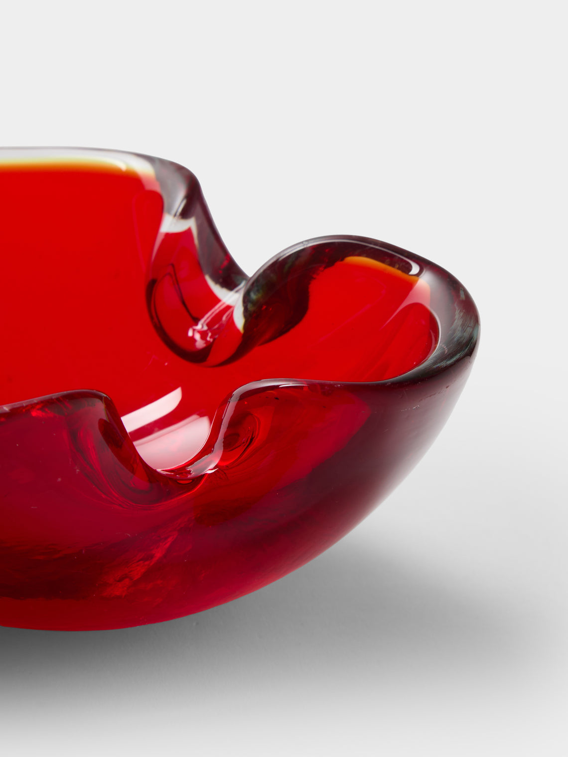 Antique and Vintage - Mid-Century Murano Glass Ashtray - Red - ABASK