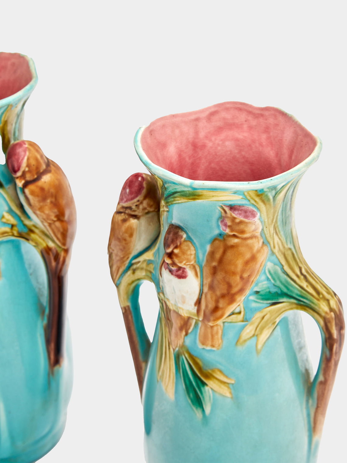 Antique and Vintage - Majolica Ceramic Vases (Set of 2) - Blue - ABASK