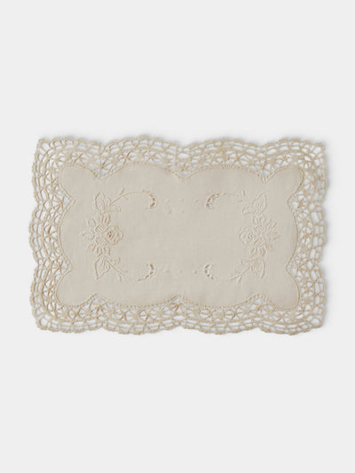 Rolane du Dreuih Creations - Lacework Linen Small Oblong Placemats (Set of 4) - Cream - ABASK - 