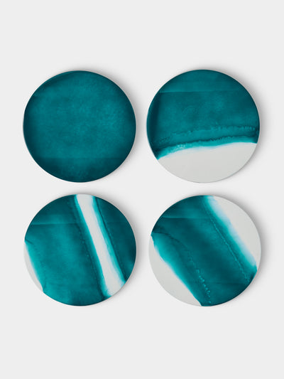 MAAR Design - | Set of 4 | Oceano Hand-Painted Lacquered Placemats - Blue - ABASK - 