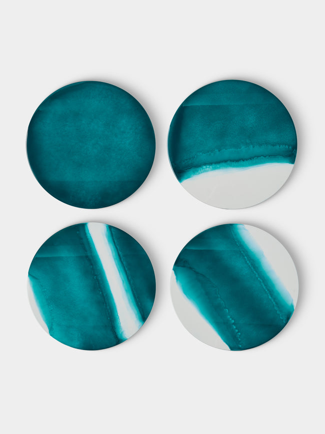 MAAR Design - | Set of 4 | Oceano Hand-Painted Lacquered Placemats - Blue - ABASK - 