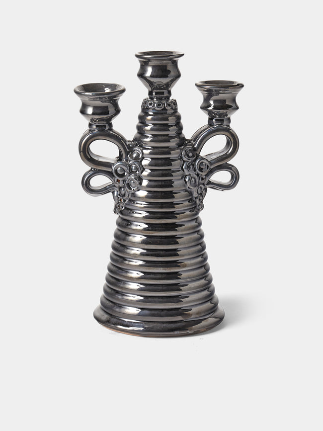 Poterie de Cliousclat - Slipware Candelabra - Black - ABASK - 