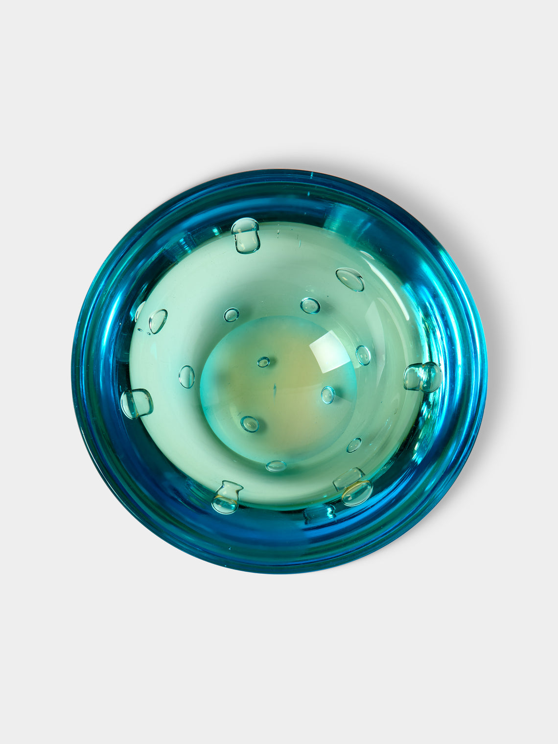 Antique and Vintage - 1970s Seguso Bullicante Glass Bowl - Blue - ABASK