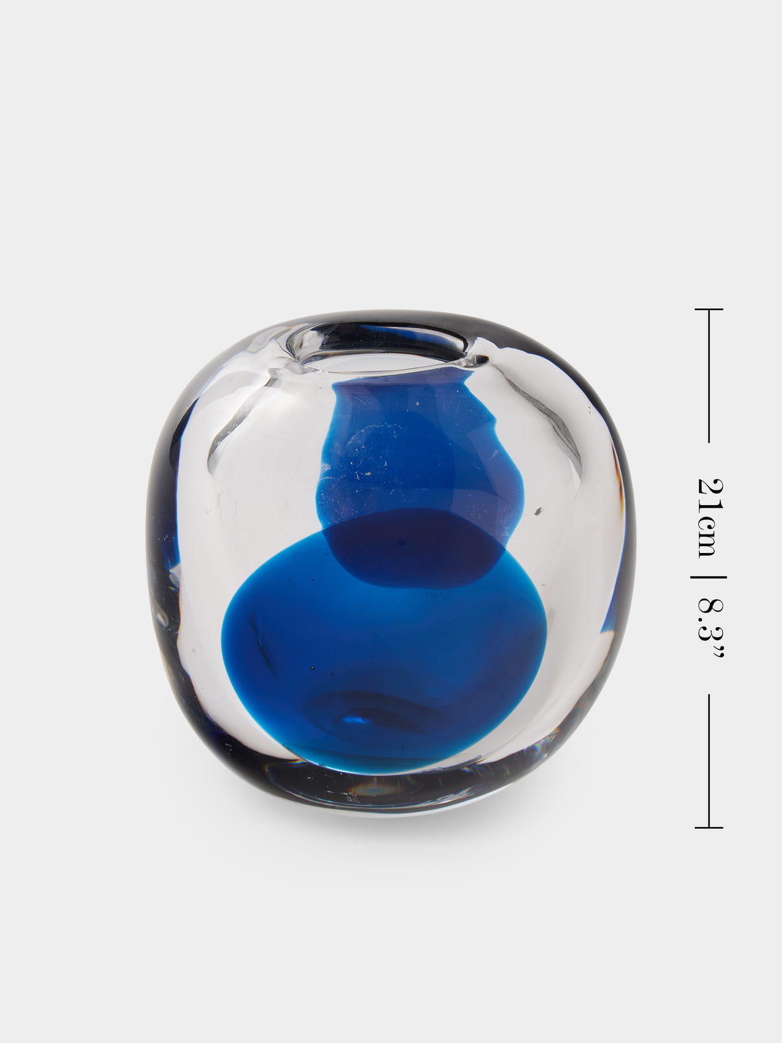 Antique and Vintage - 1970s Galliano Ferro Murano Glass Vase (6in/15cm) - Blue - ABASK