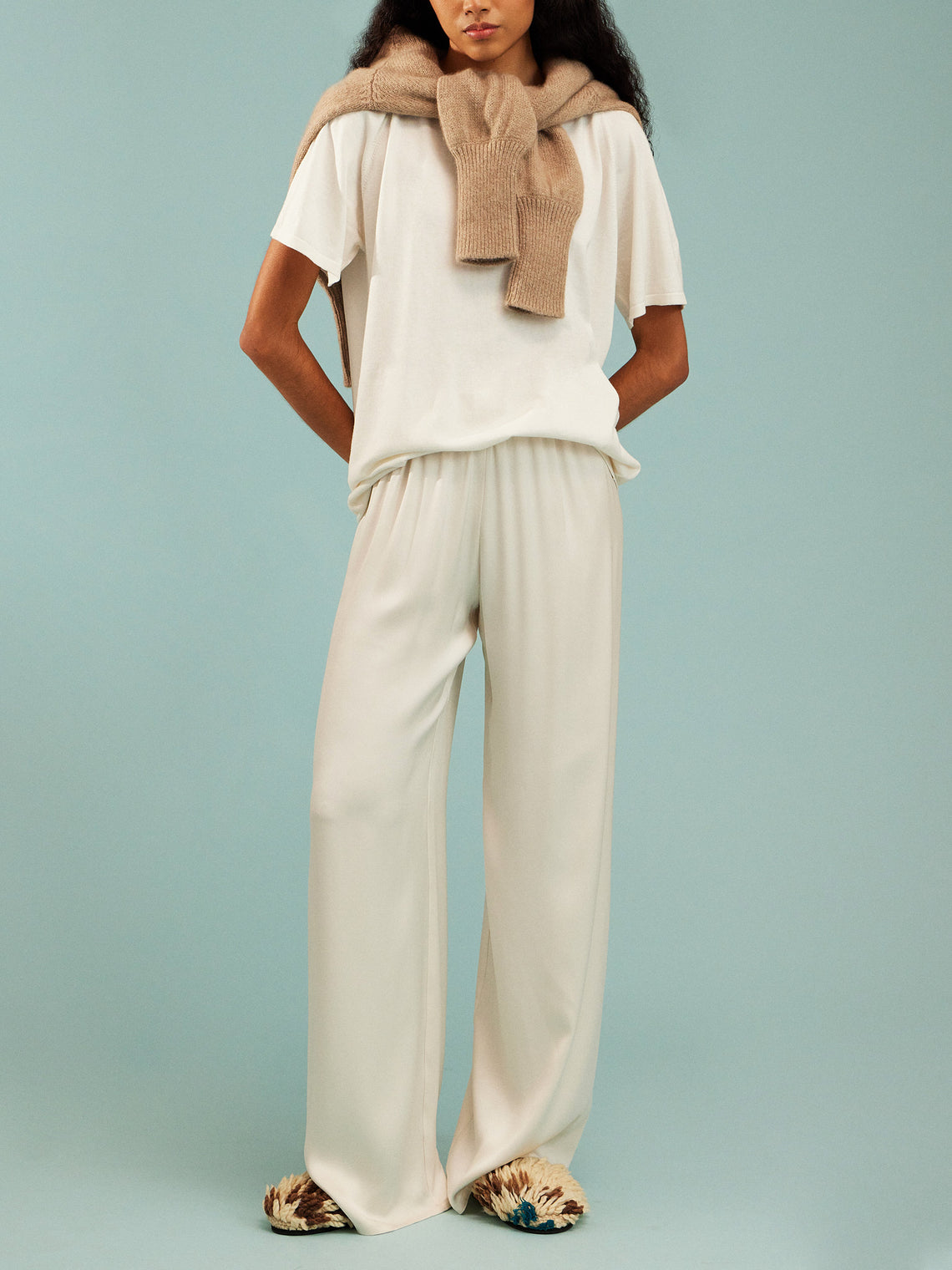 Frenckenberger - Women’s Cashmere and Cotton Raglan T-Shirt - White - ABASK