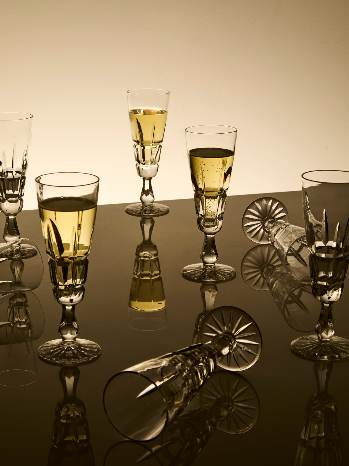 Antique and Vintage - Mid-Century Bayel Crystal Champagne Flutes (Set of 12) - Clear - ABASK