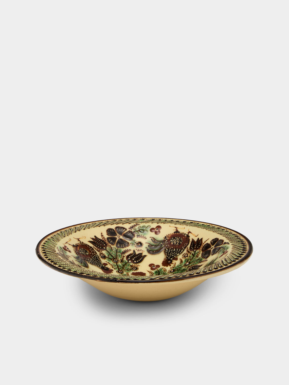 Poterie d’Évires - Chickens Hand-Painted Ceramic Serving Bowl - Cream - ABASK - 